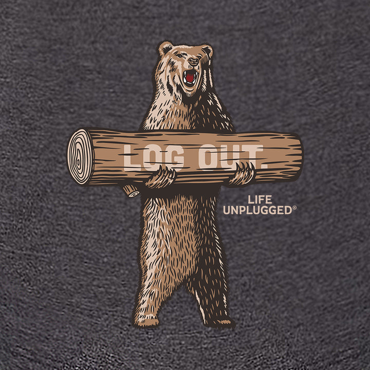 LOG OUT BEAR Women's Racerback Tank Top