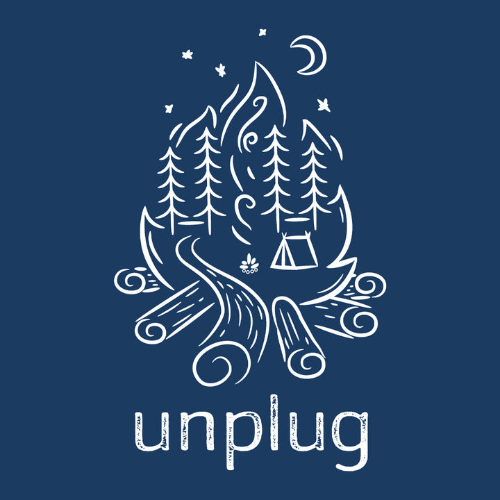 Campfire Camping Scene Performance Long Sleeve with UPF 50+