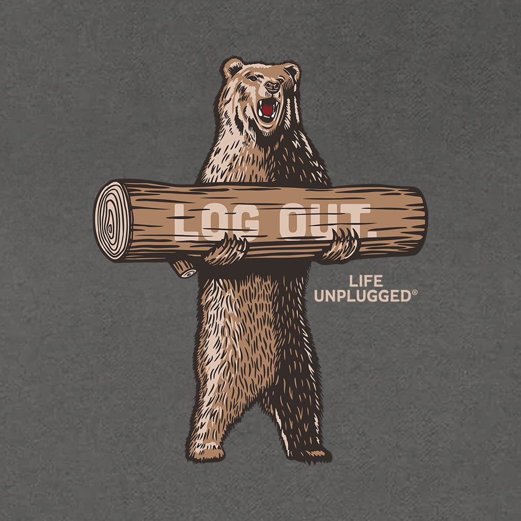 LOG OUT BEAR Heavyweight Hoodie