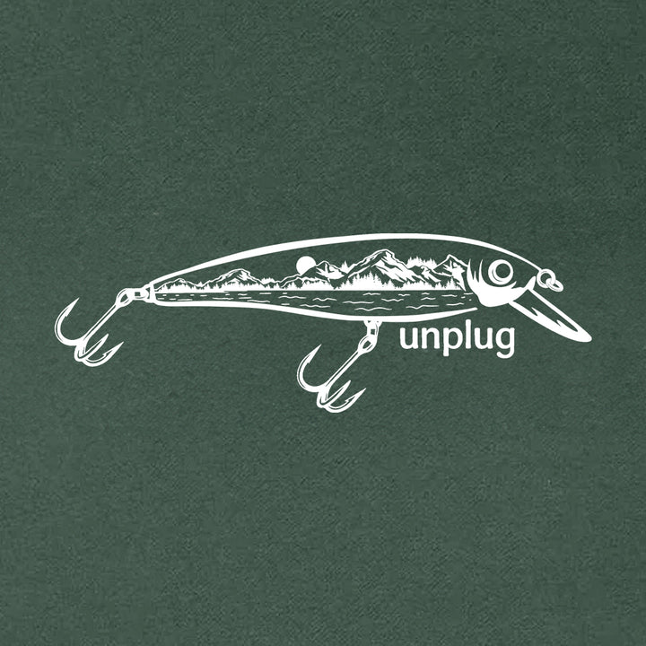 Fishing Lure Mountain Scene Heavyweight Hoodie