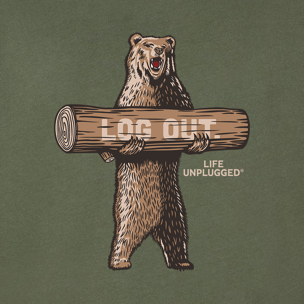 LOG OUT BEAR Midweight Super Soft Crewneck