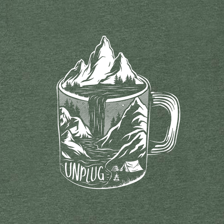 Coffee Mountain Scene Left Chest Long Sleeve T-Shirt