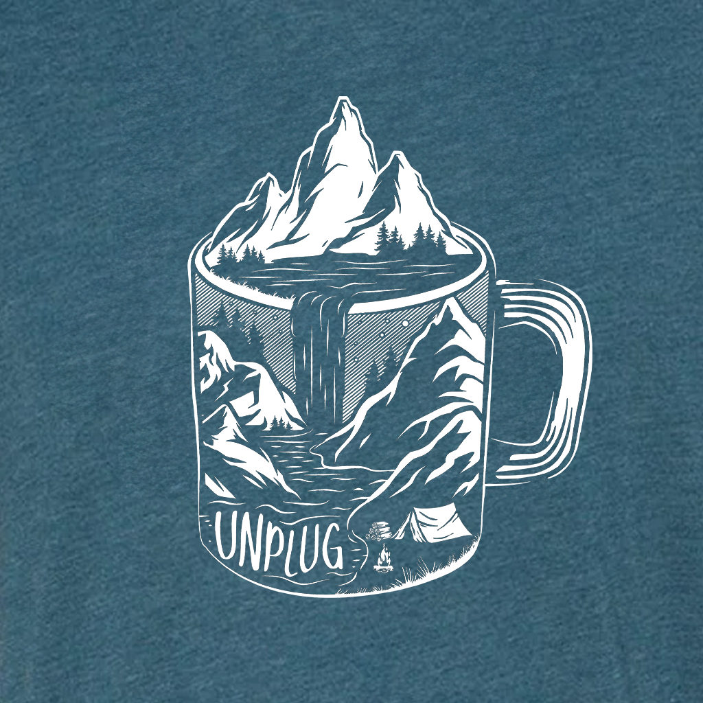 Coffee Mountain Scene Left Chest Triblend T-Shirt