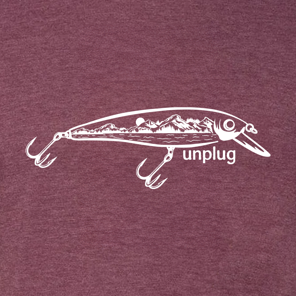 Fishing Lure Mountain Scene Triblend T-Shirt