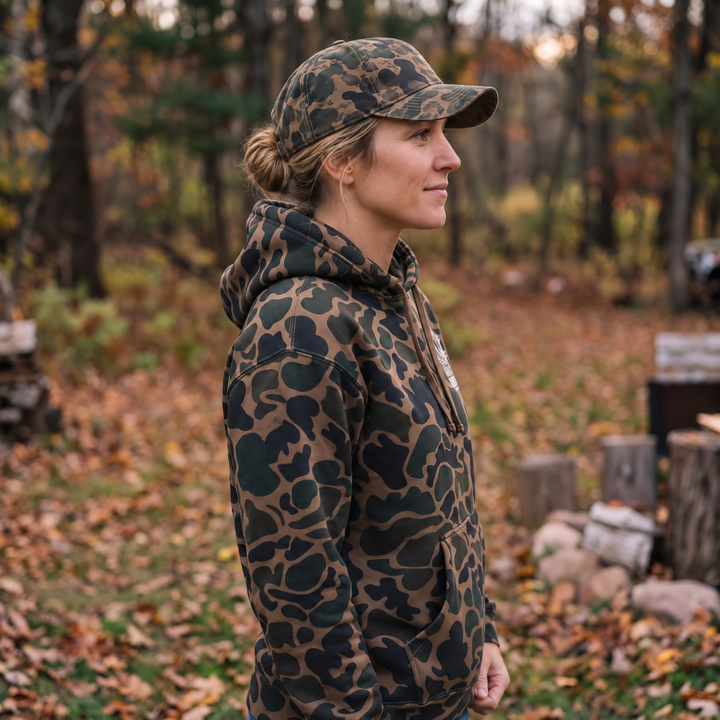Limited Edition God's Country Duck Camo Heavyweight Hoodie — Side profile