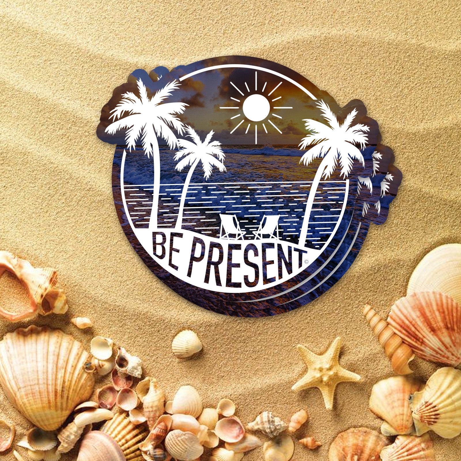 Be Present Beach Vinyl Sticker – Life Unplugged