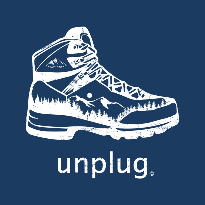 Hiking Boot Mountain Scene Performance Long Sleeve with UPF 50+