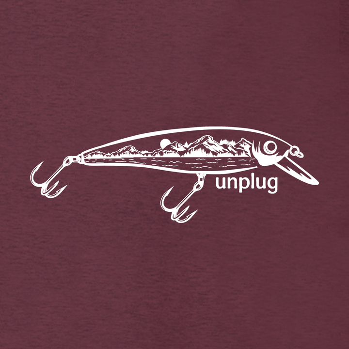 FISHING LURE MOUNTAIN SCENE Supersoft Midweight Zip Up Hoodie