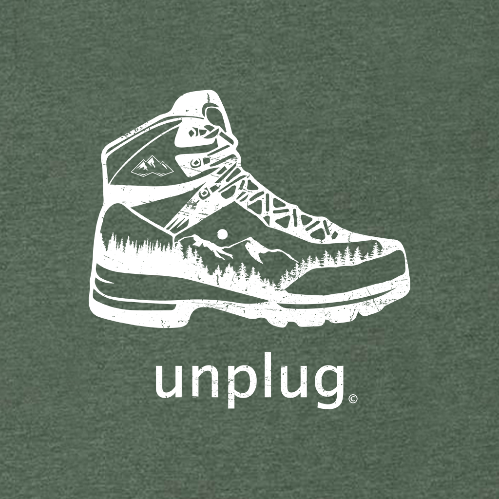 Hiking Boot Mountain Scene Long Sleeve T-Shirt