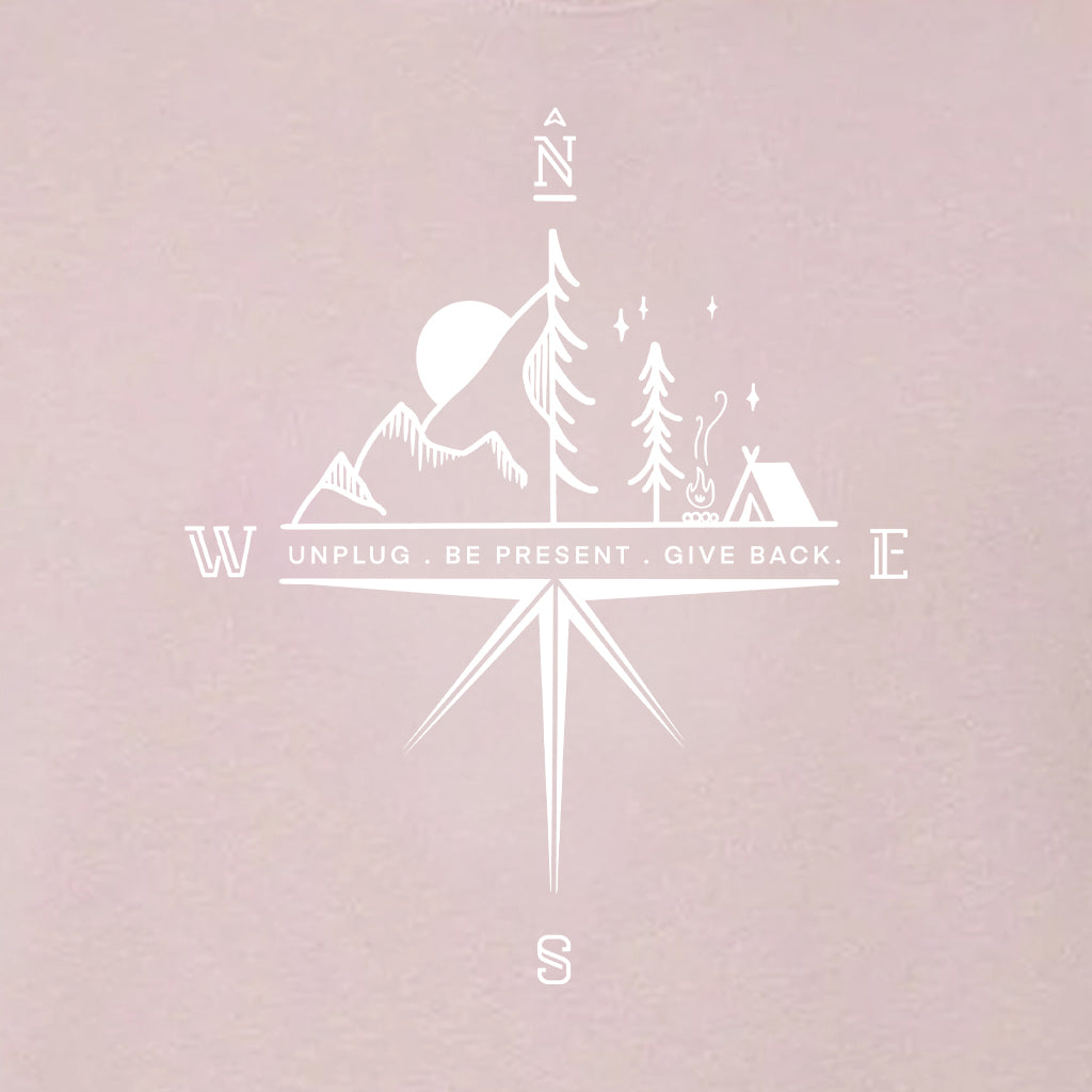 Compass Mountain Scene Oversized Midweight Hoodie