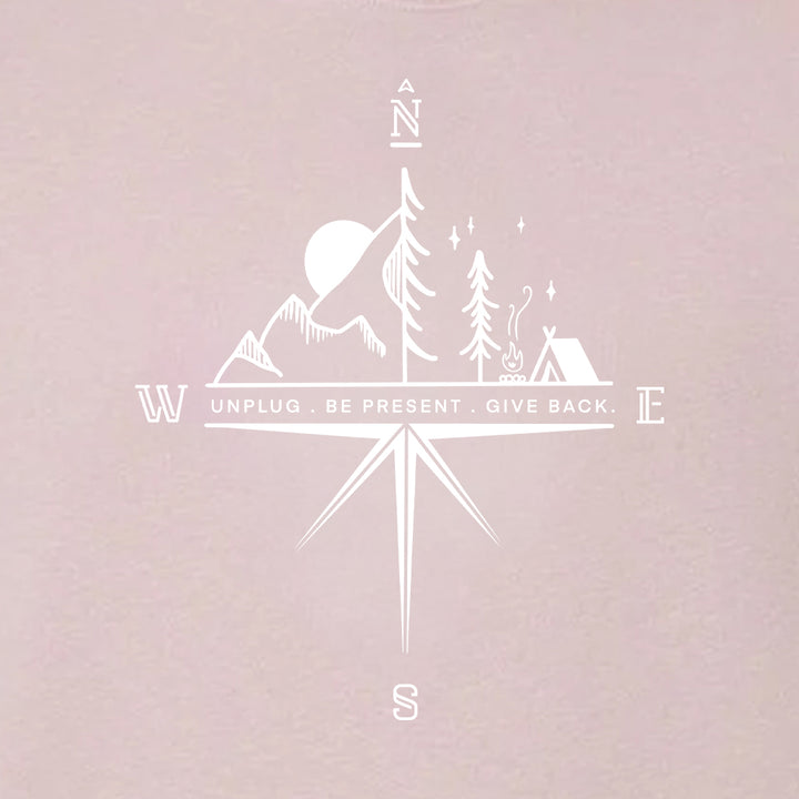 Compass Mountain Scene Oversized Midweight Hoodie