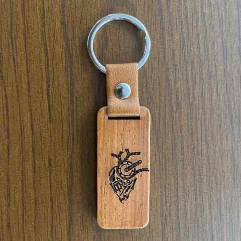 Anatomical Heart (Bicycle Parts) Wooden Keychain