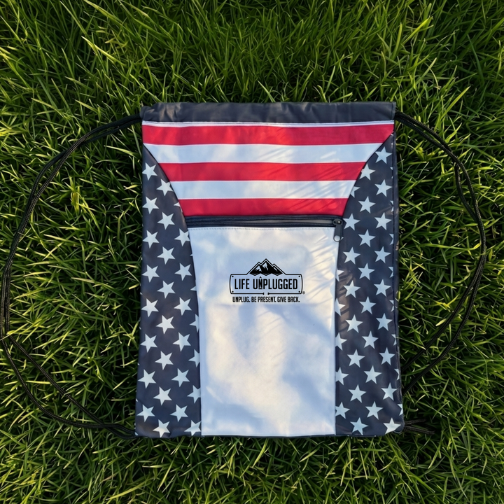 Limited Edition American Flag Drawstring Bag