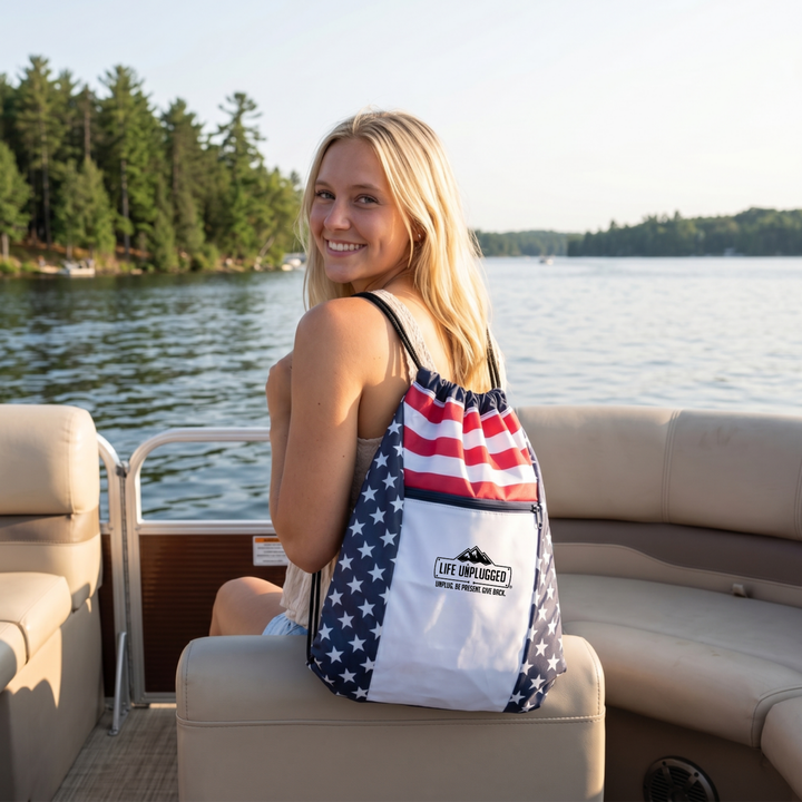 Limited Edition American Flag Drawstring Bag