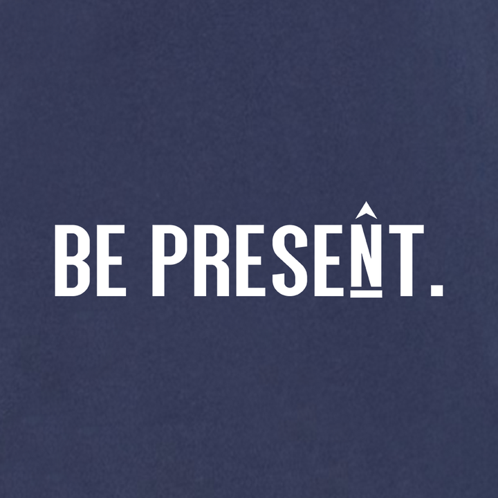 BE PRESENT. FULL CHEST Women's Racerback Tank Top