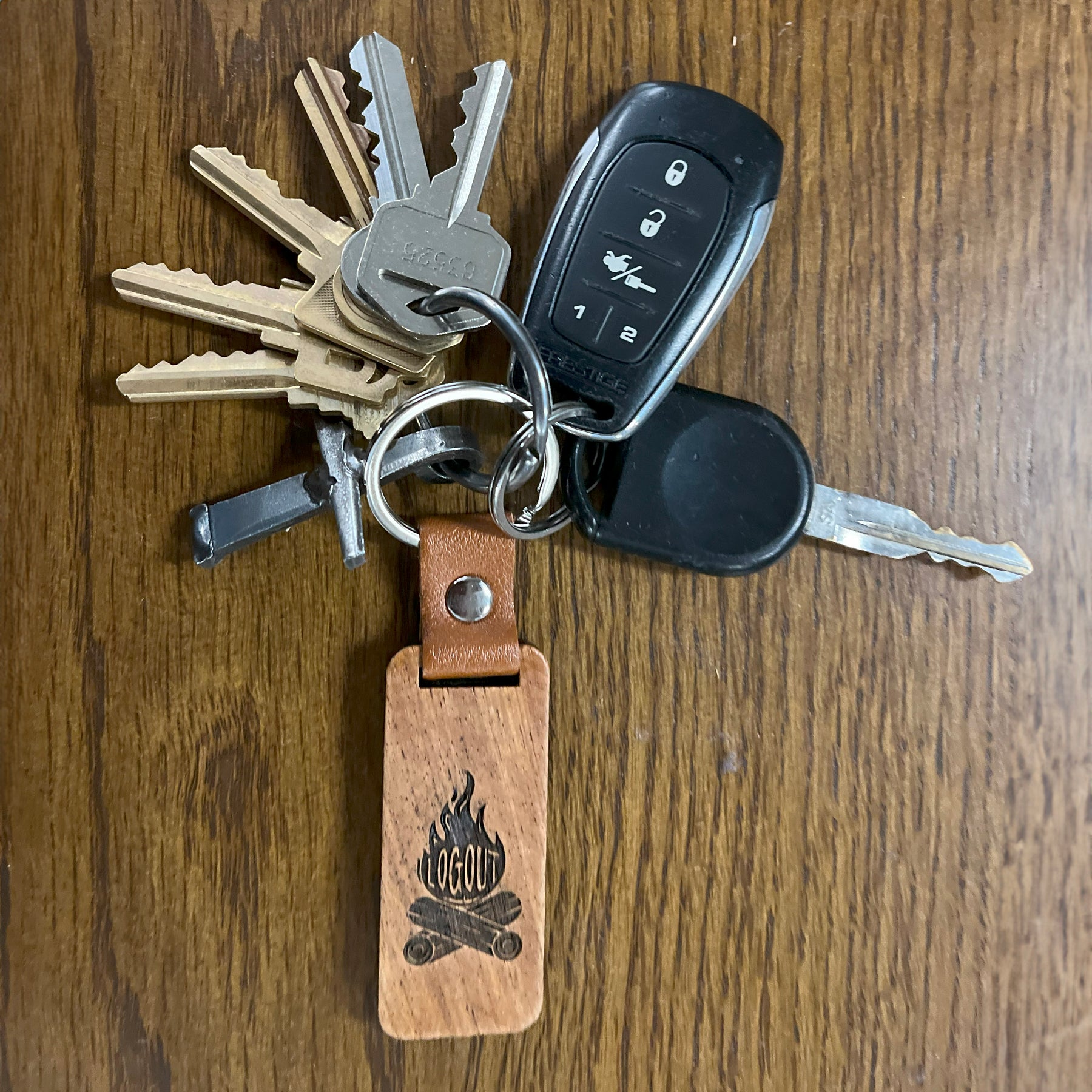 Log Out Campfire Wooden Keychain – Life Unplugged