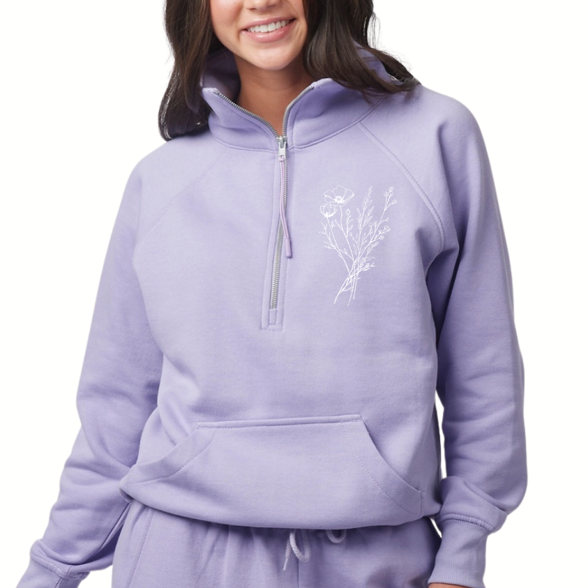 LIMITED EDITION Ladies Wildflower Super Soft Half Zip Fleece
