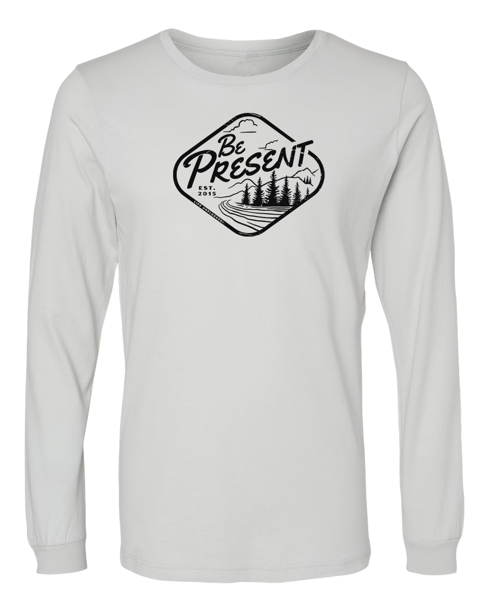 BE PRESENT VINTAGE FOREST Long Sleeve T-Shirt LARGE - ATHLETIC GREY BLOWOUT