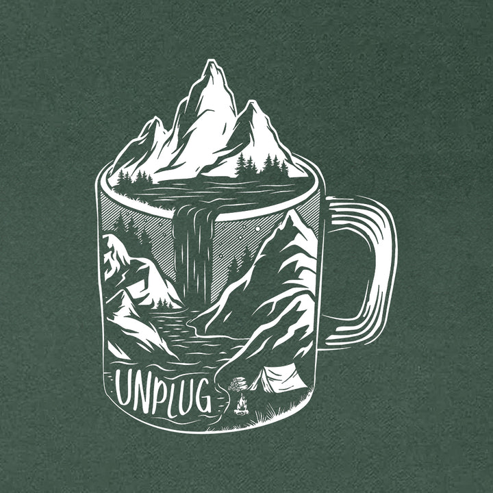 Coffee Mountain Scene Left Chest Heavyweight Hoodie