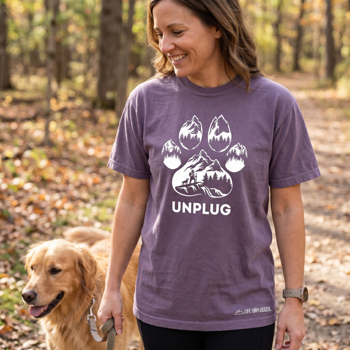 PAW PRINT MOUNTAIN SCENE Cotton T-Shirt powered by Comfort Colors®