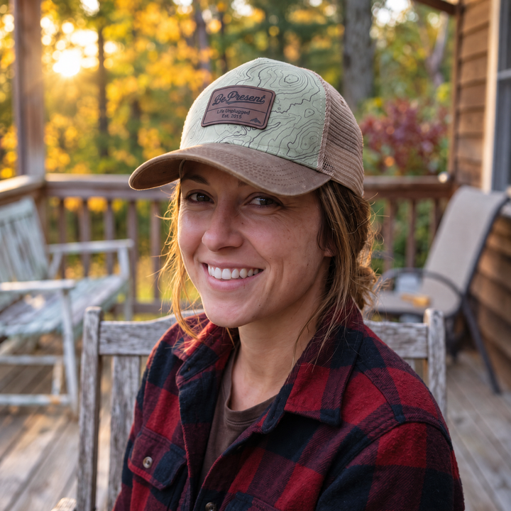 Limited Edition Topographical Rugged Mid Profile Snapback Hat — Three-quarter view