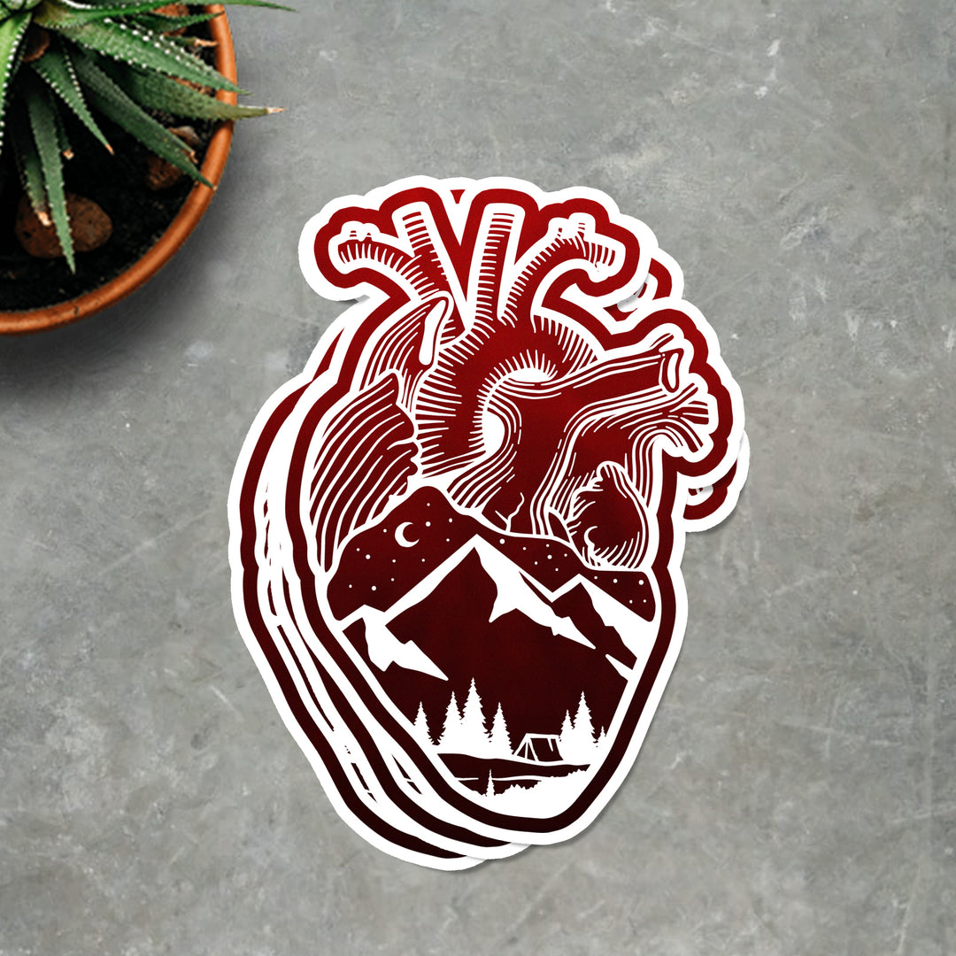 Anatomical Heart Red Vinyl Sticker
