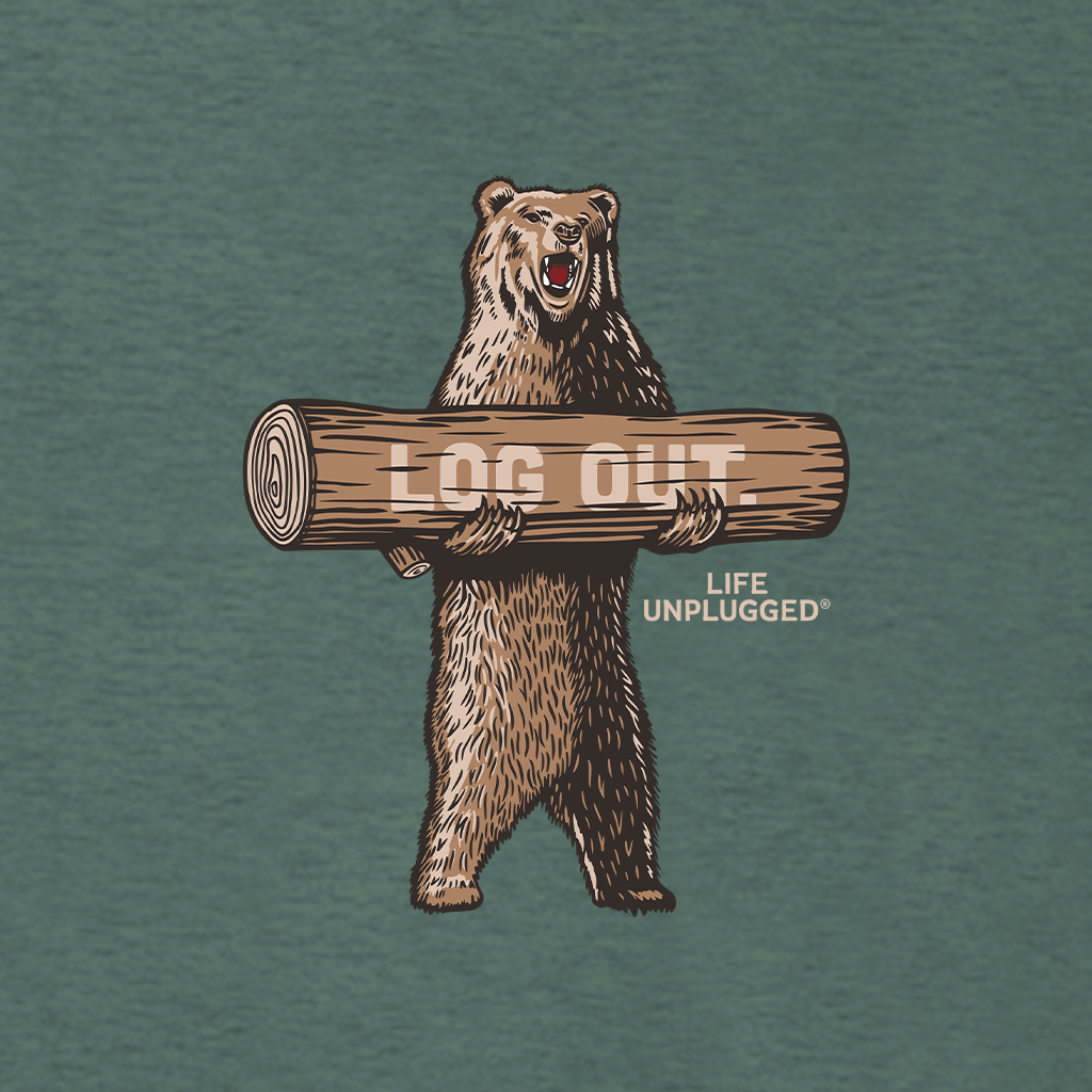 LOG OUT BEAR Supersoft Midweight Zip Up Hoodie