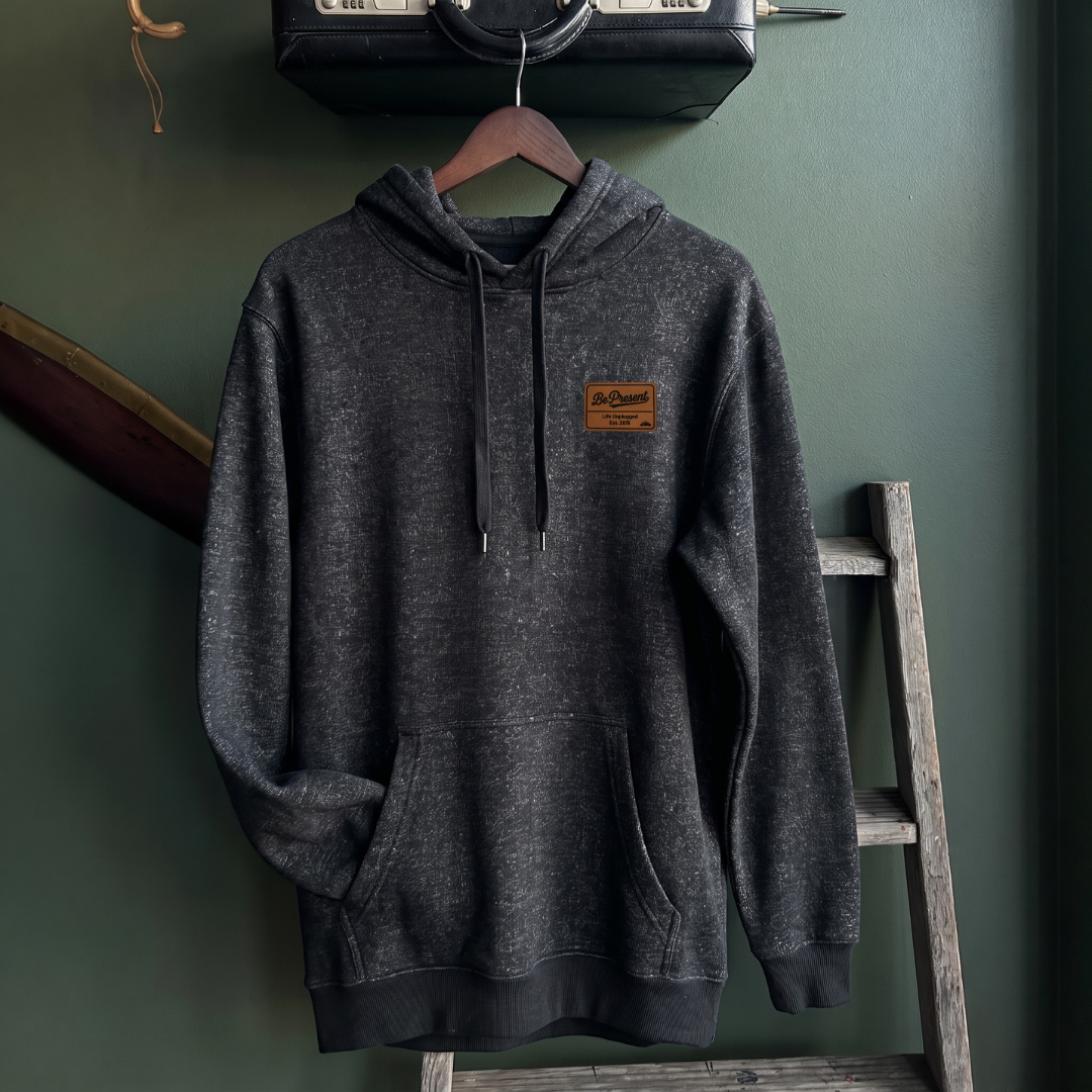 LIMITED EDITION Nantucket Super Soft Sweater Hoodie Be Present Leather Patch