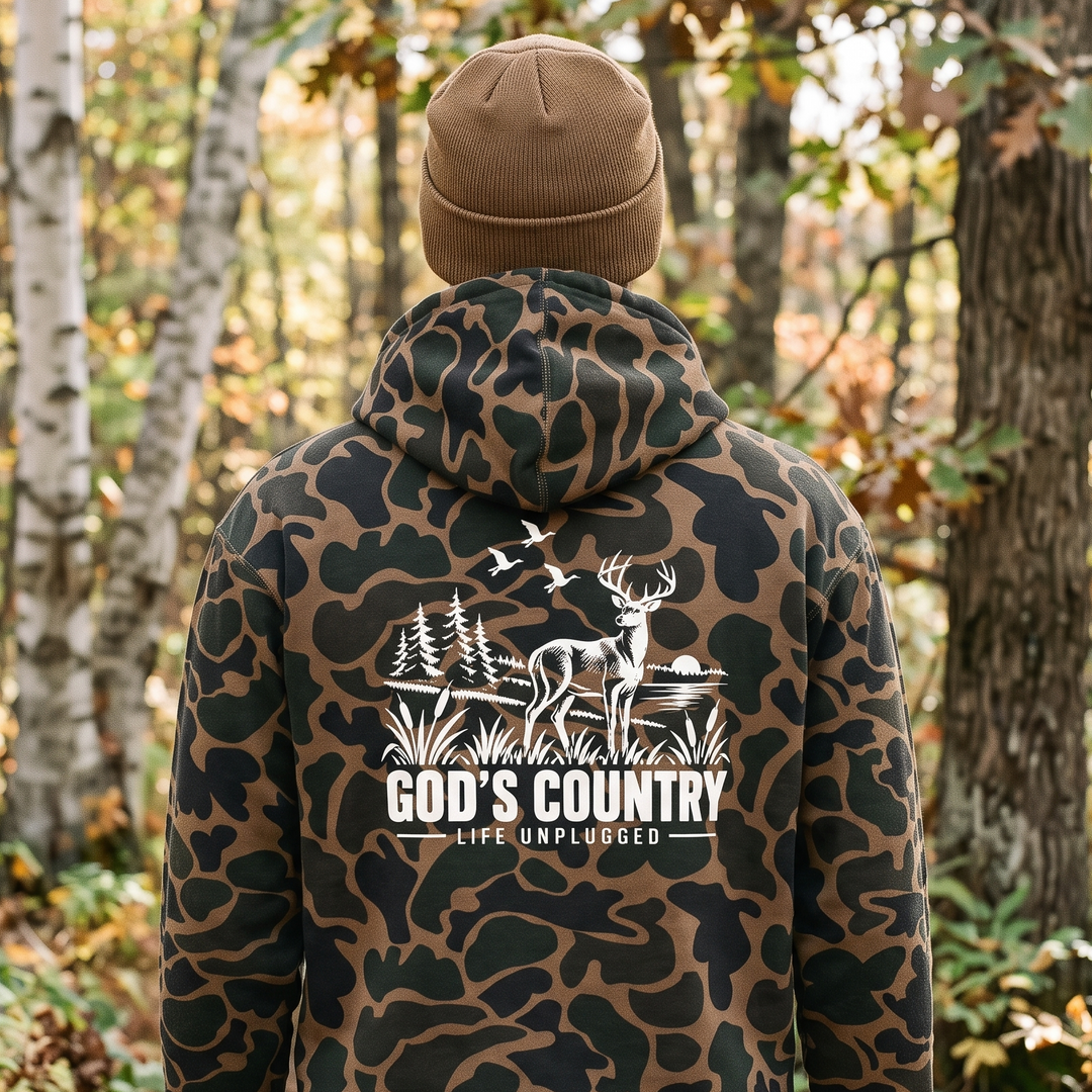 Limited Edition God's Country Duck Camo Heavyweight Hoodie — Back hero