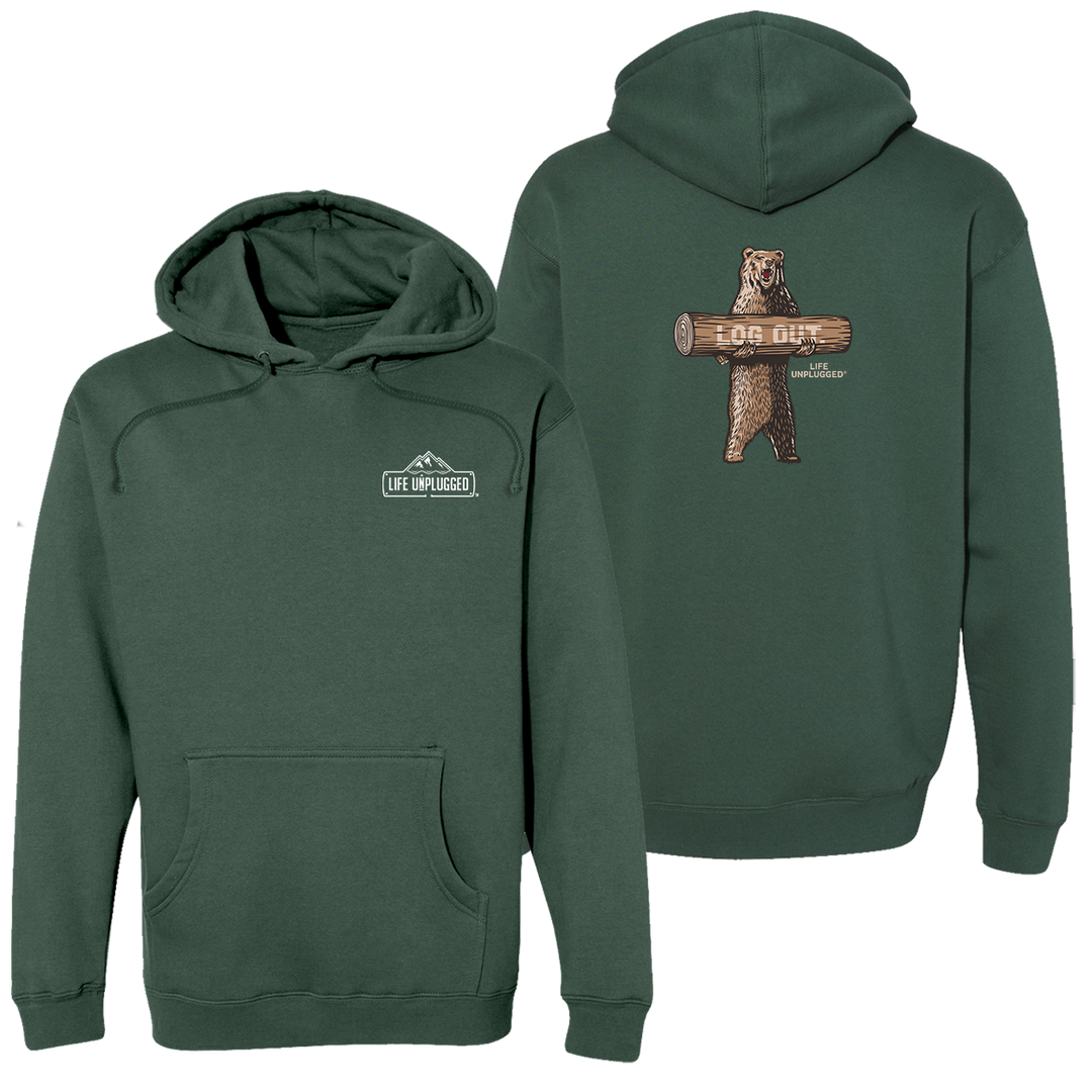 LOG OUT BEAR Heavyweight Hoodie
