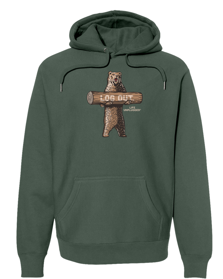 LOG OUT BEAR Super Heavyweight Hoodie