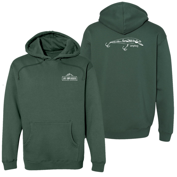 Fishing Lure Mountain Scene Heavyweight Hoodie
