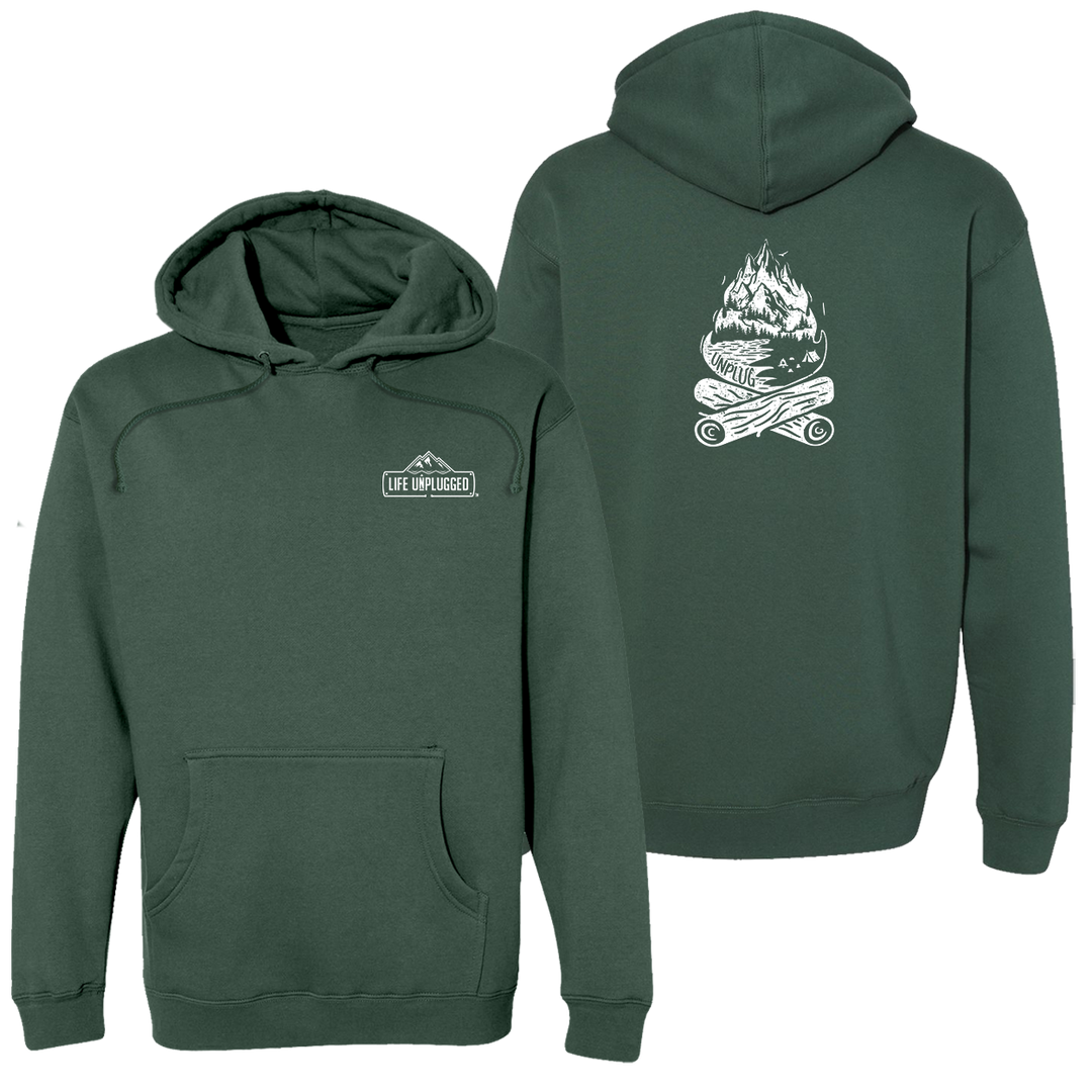 Campfire Mountain Scene Heavyweight Hoodie
