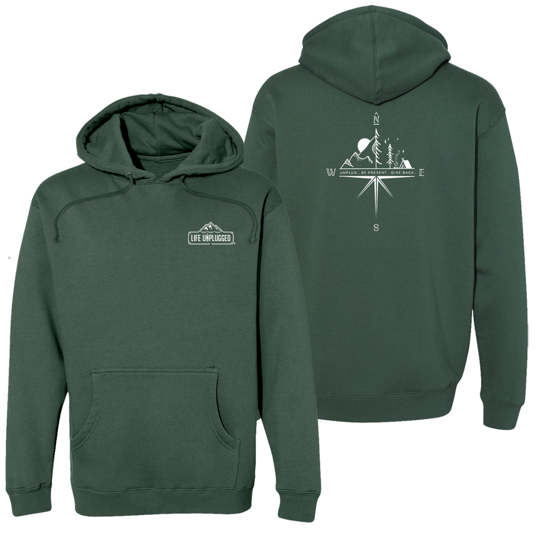 Compass Mountain Scene Heavyweight Hoodie