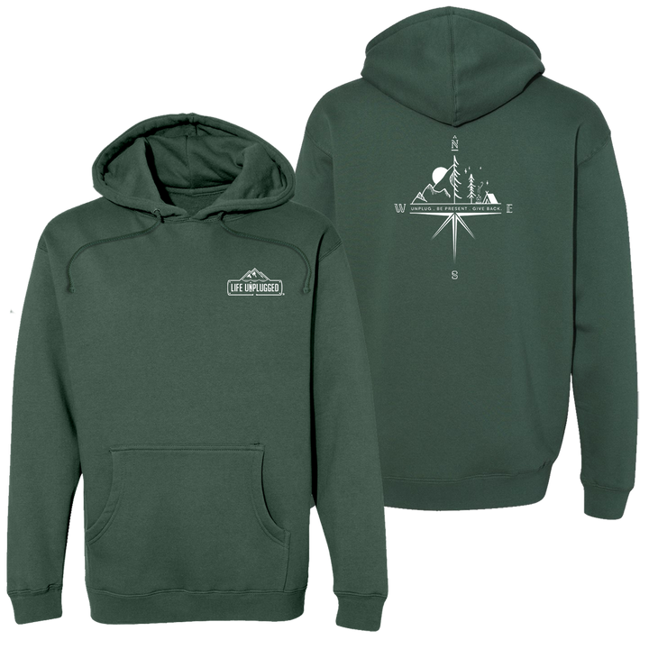 Compass Mountain Scene Heavyweight Hoodie