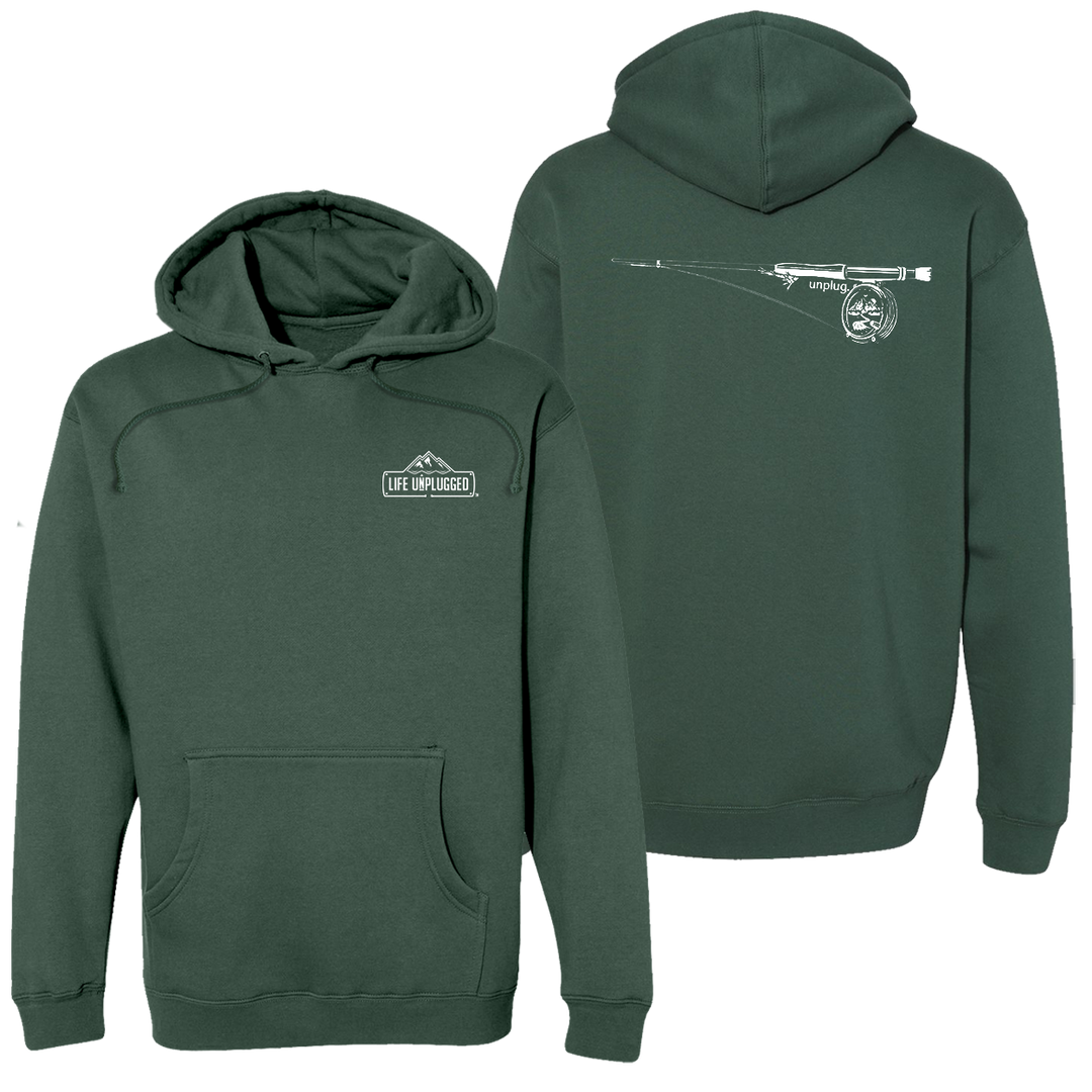 Fly Fishing Mountain Scene Heavyweight Hoodie
