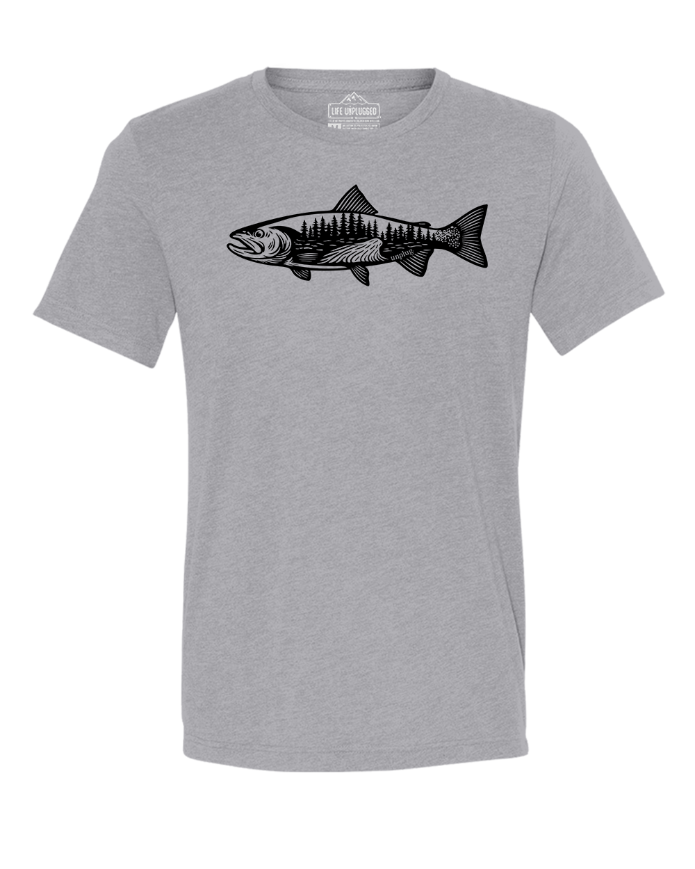 WOODLAND TROUT Triblend T-Shirt XL - ATHLETIC GREY BLOWOUT