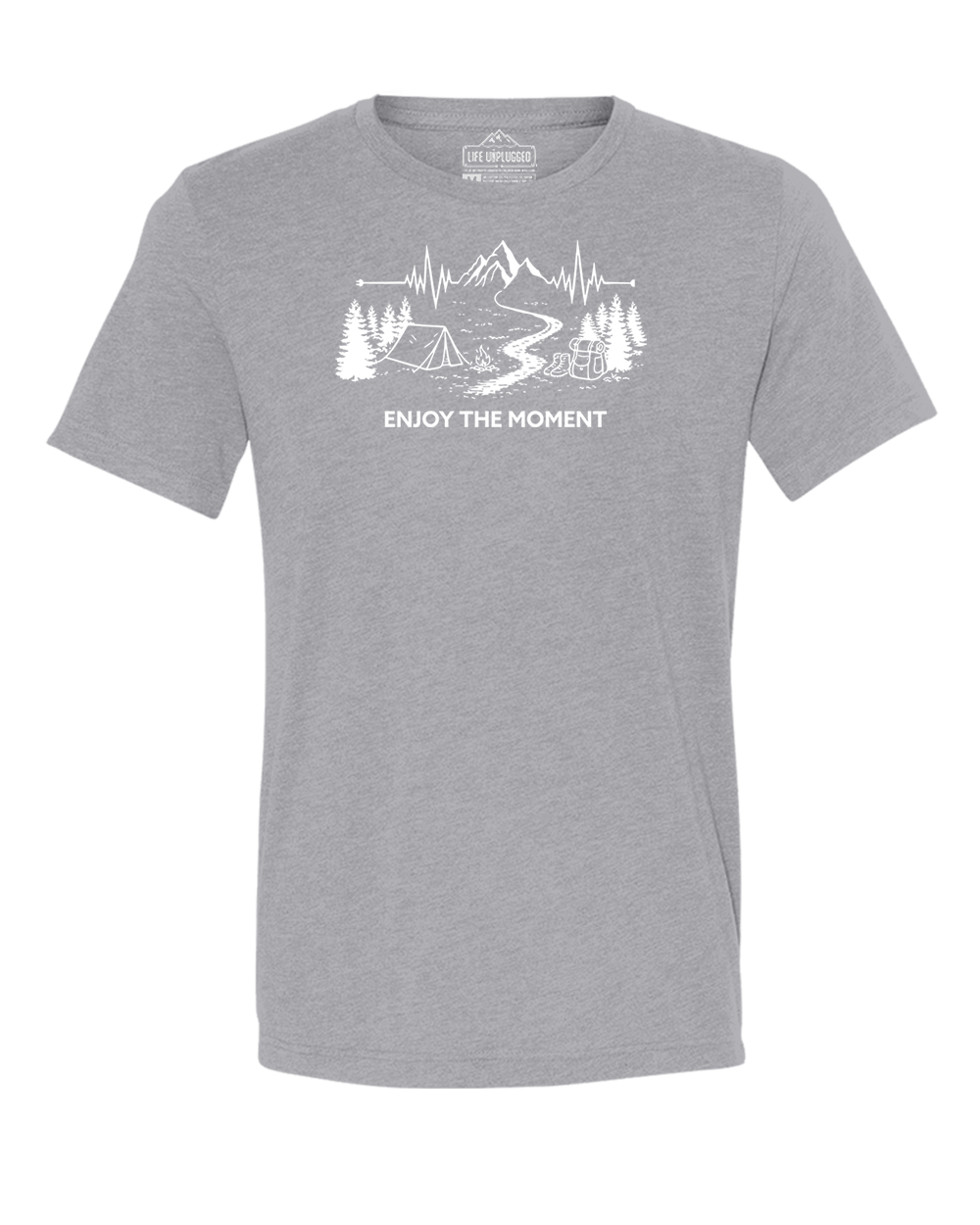 ENJOY THE MOMENT (MOUNTAIN SCENE) Triblend T-Shirt MEDIUM - ATHLETIC GREY BLOWOUT