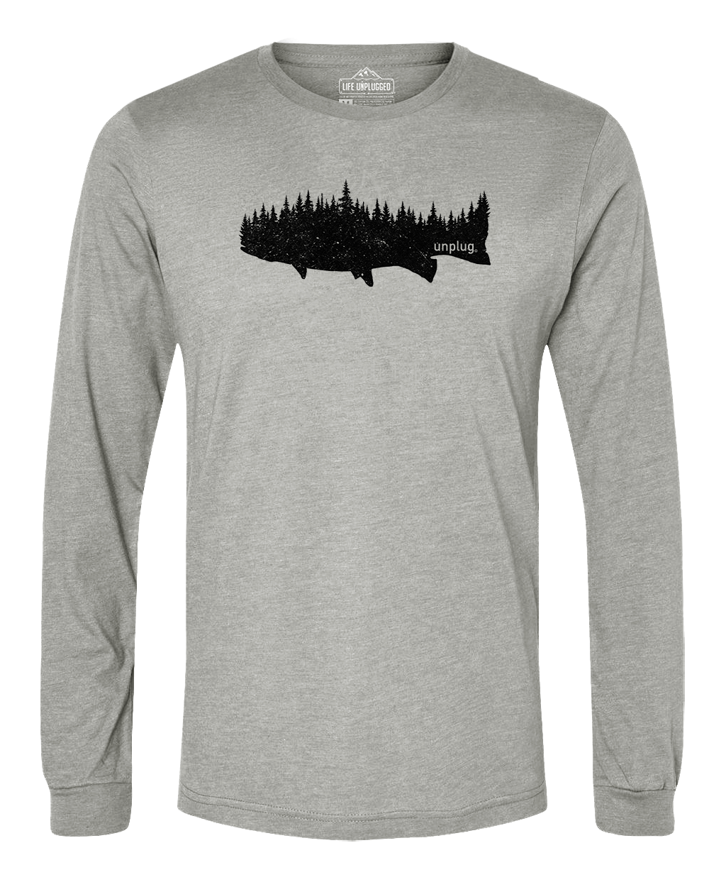 TROUT IN THE TREES Long Sleeve T-Shirt 2XL - ATHLETIC GREY BLOWOUT