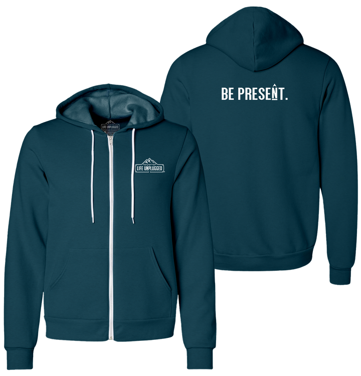 BE PRESENT. FULL CHEST Supersoft Midweight Zip Up Hoodie
