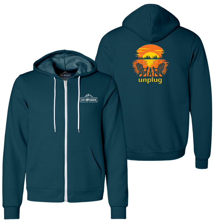 CHAIRS AT SUNSET Supersoft Midweight Zip Up Hoodie