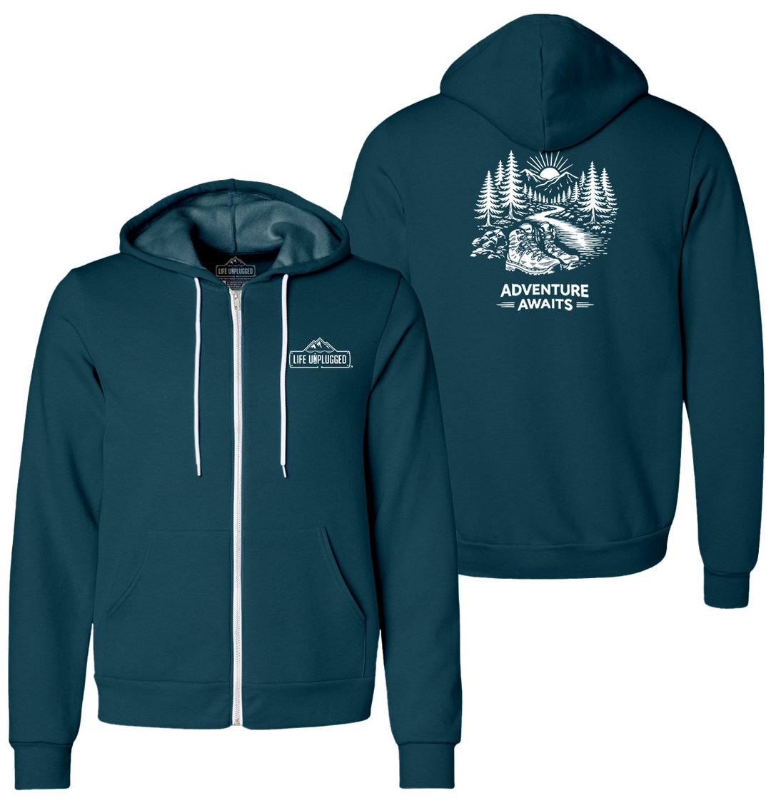 ADVENTURE AWAITS Supersoft Midweight Zip Up Hoodie