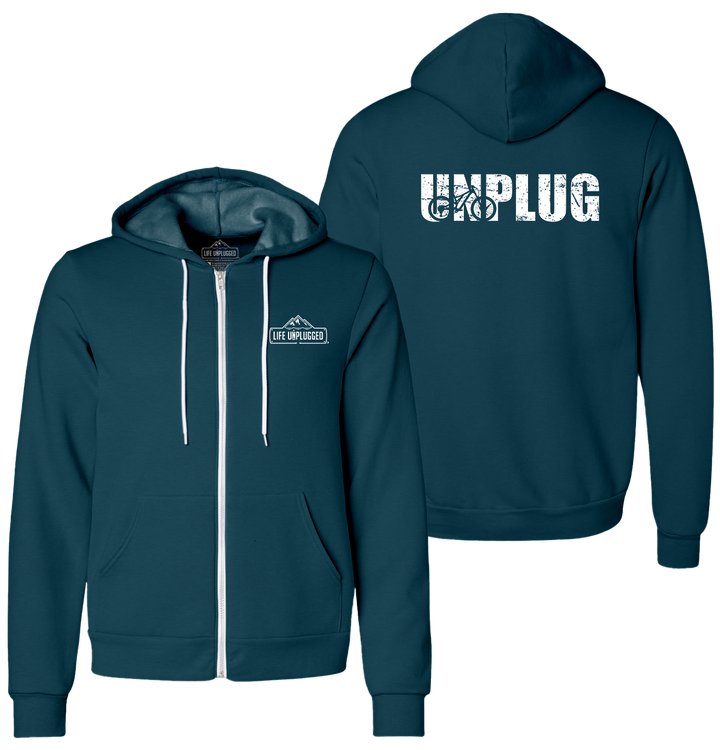 UNPLUG MOUNTAIN BIKE SILHOUETTE Supersoft Midweight Zip Up Hoodie