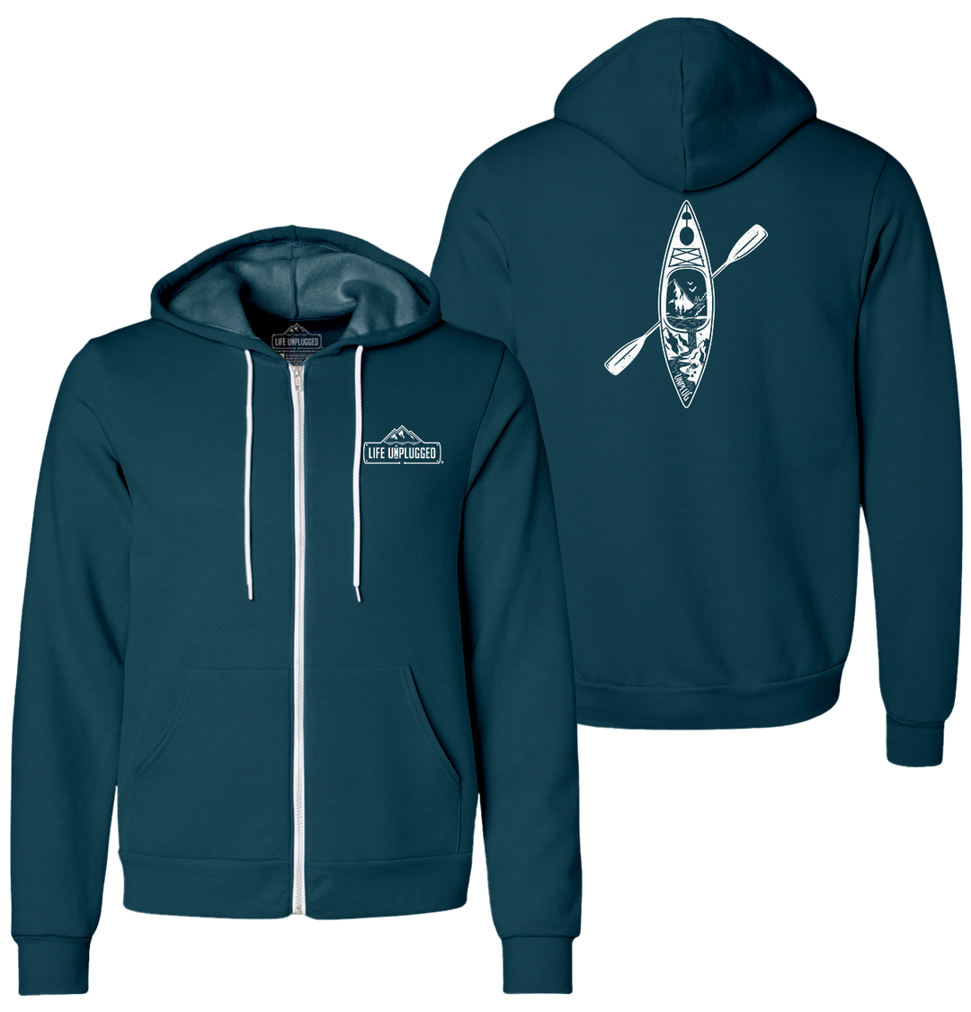 KAYAK MOUNTAIN SCENE Supersoft Midweight Zip Up Hoodie