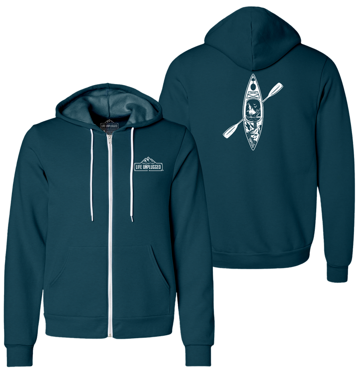KAYAK MOUNTAIN SCENE Supersoft Midweight Zip Up Hoodie