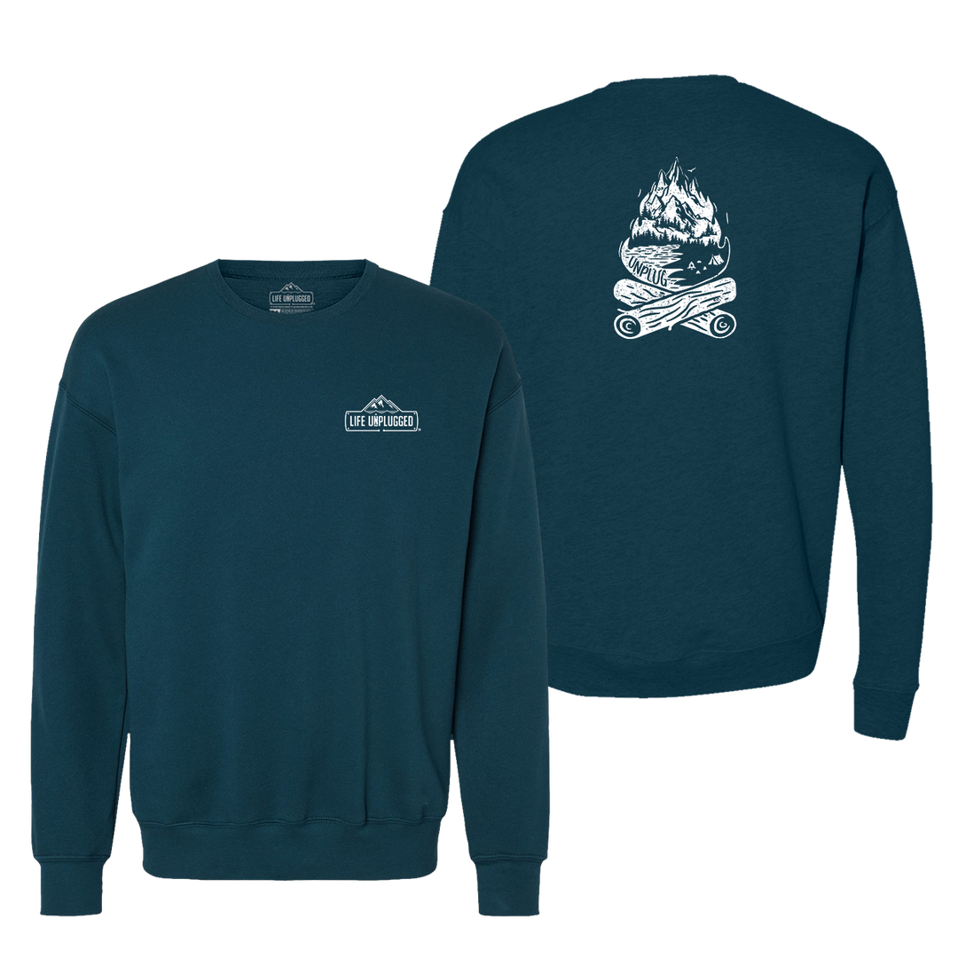 Campfire Mountain Scene Midweight Super Soft Crewneck Sweatshirt