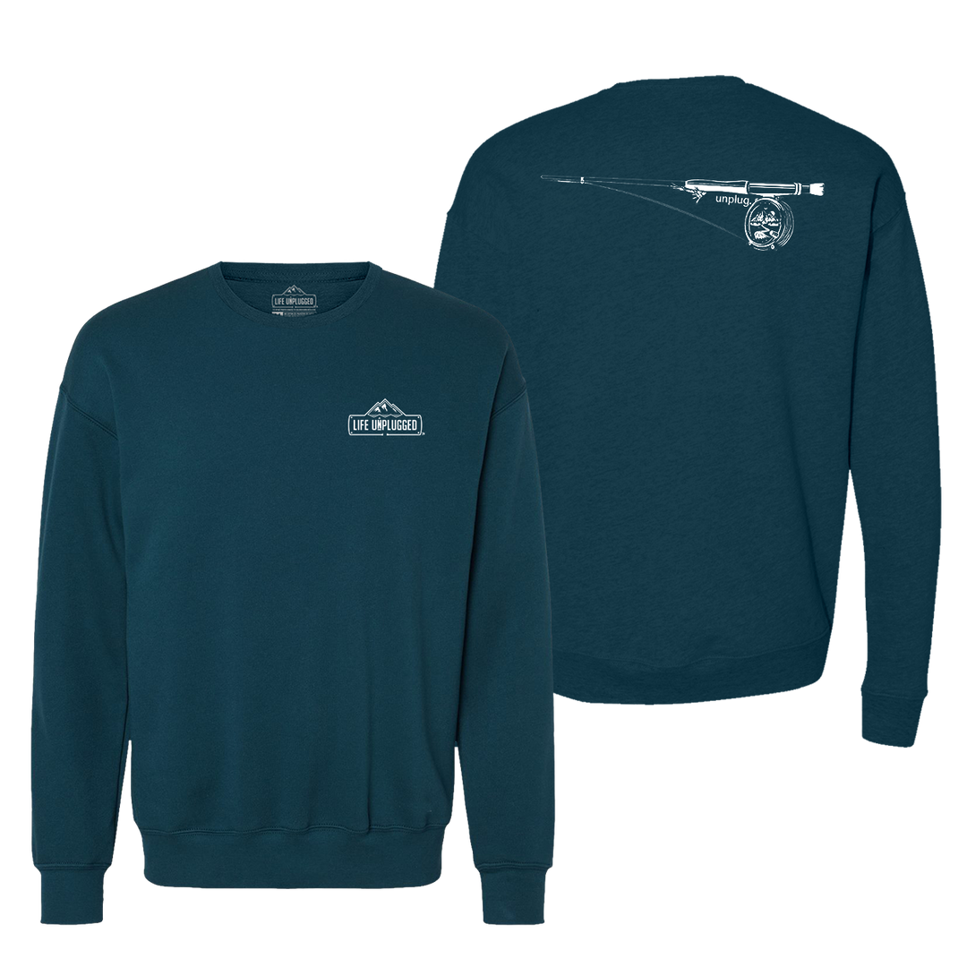 Fly Fishing Mountain Scene Midweight Super Soft Crewneck Sweatshirt