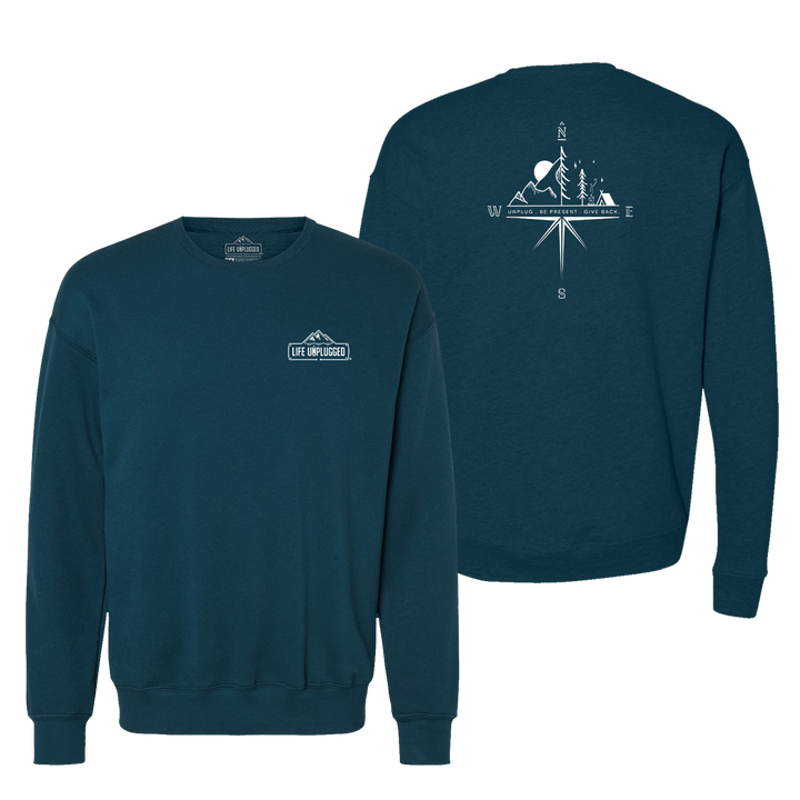 Compass Mountain Scene Midweight Super Soft Crewneck Sweatshirt