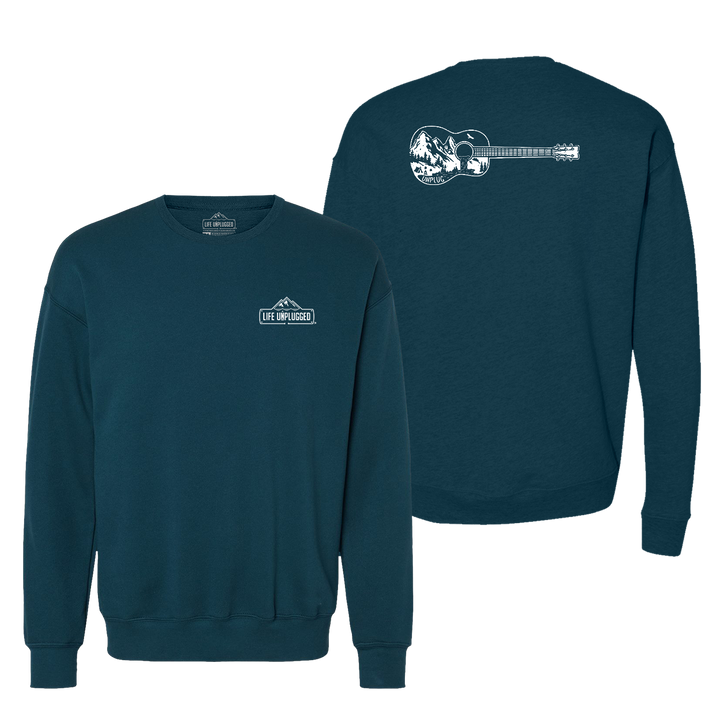 Guitar Mountain Scene Midweight Super Soft Crewneck Sweatshirt