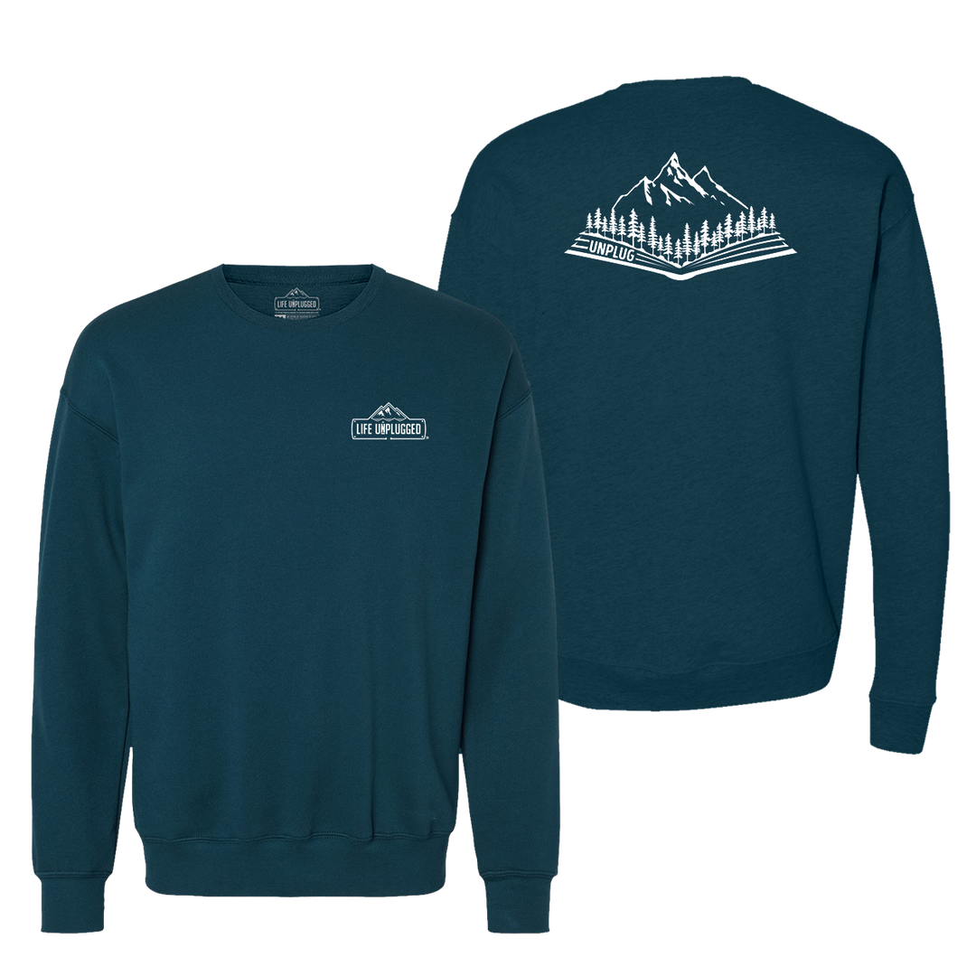Open Book Mountain Scene Midweight Super Soft Crewneck Sweatshirt